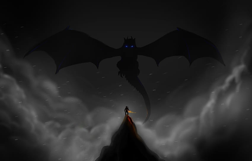 Oscuro, dragón y guerrero, The Elder Scrolls V: Skyrim fondo de pantalla