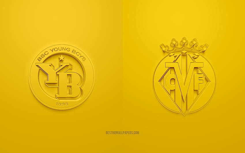 BSC Young Boys vs Villarreal, 2021, UEFA Champions League, Group F, 3D logos, yellow background, Champions League, football match, 2021 Champions League, BSC Young Boys, Villarreal HD wallpaper