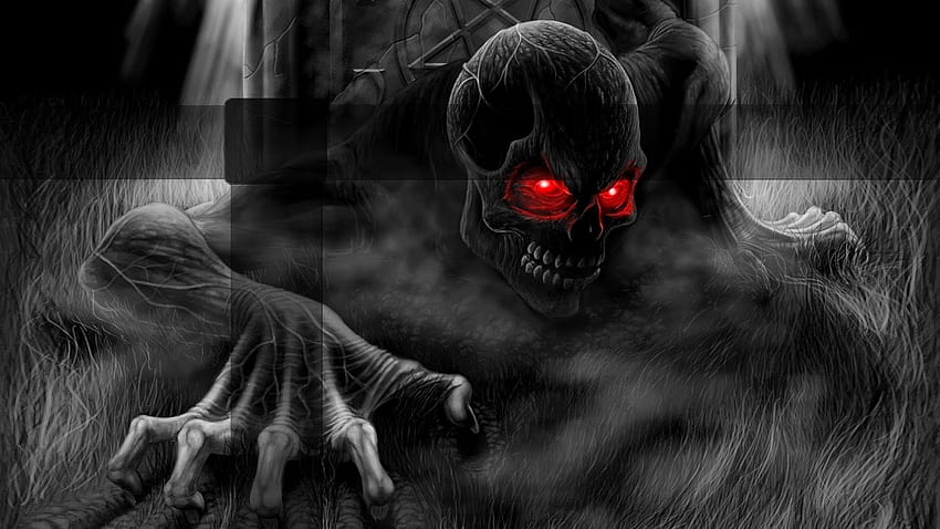 Mundo: Esqueleto de Horror com Olhos Vermelhos, Jogo de Terror papel de parede HD