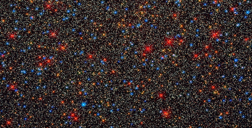 Изобилие от цветни звезди в кълбовидния звезден куп Омега, Дълбокия космос на Хъбъл HD тапет