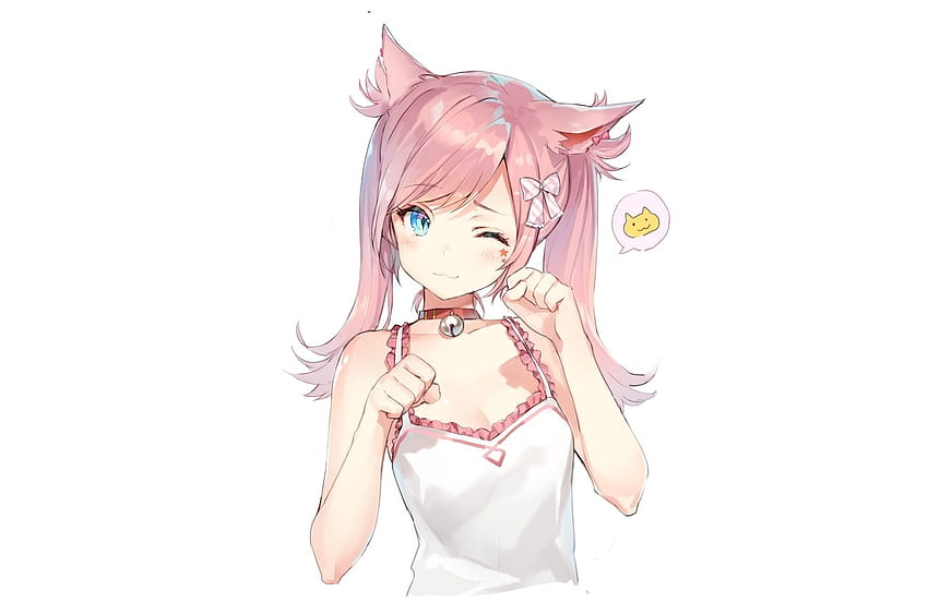 Wink, fox girl, cute, anime, elf HD wallpaper