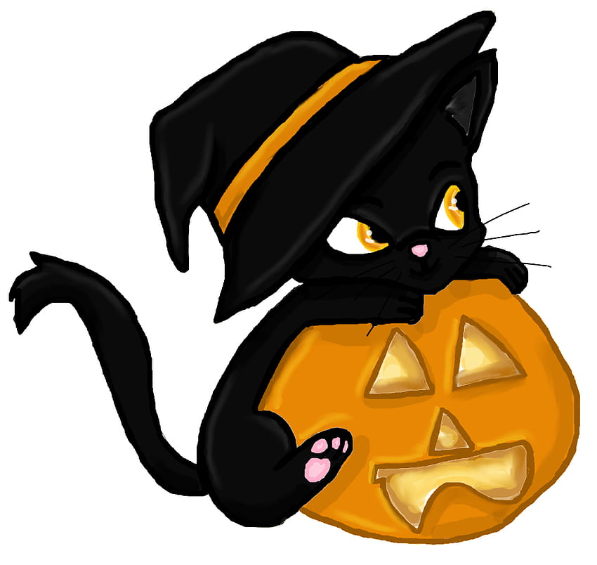 แมวฮาโลวีน Halloween Cat 2014 - การ์ตูนแมวดำฮาโลวีน -, การ์ตูนแมวดำน่ารัก วอลล์เปเปอร์ HD