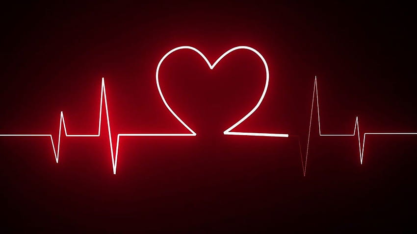 Motion Made - Cardiogram heartbeat heat pulse glowing red neon light ...