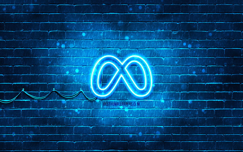 Logo biru meta, , brickwall biru, logo Meta, latar belakang abstrak biru, merek, logo Meta neon, Meta Wallpaper HD