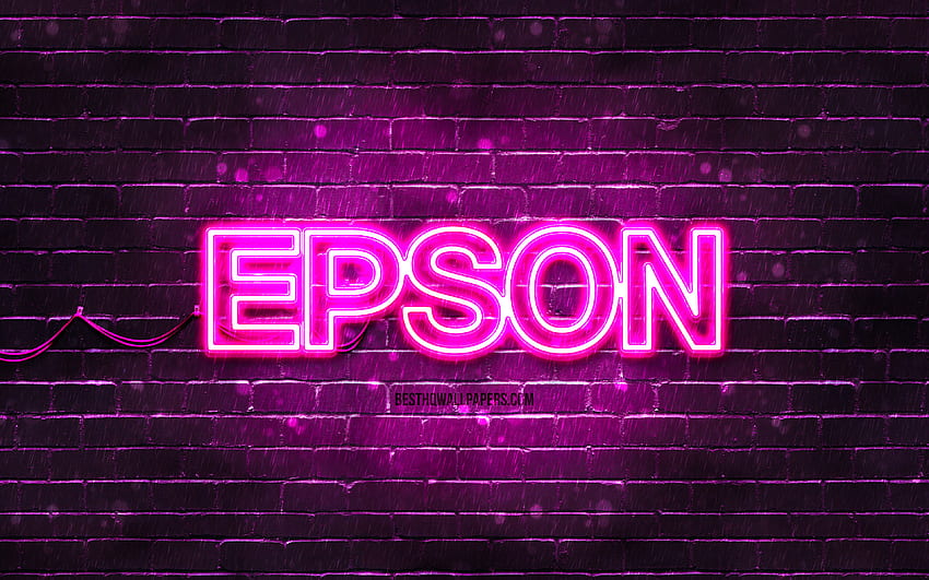 Epson 보라색 로고, 보라색 네온 불빛, 크리에이티브, 보라색 추상 배경, Epson 로고, 브랜드, Epson HD 월페이퍼