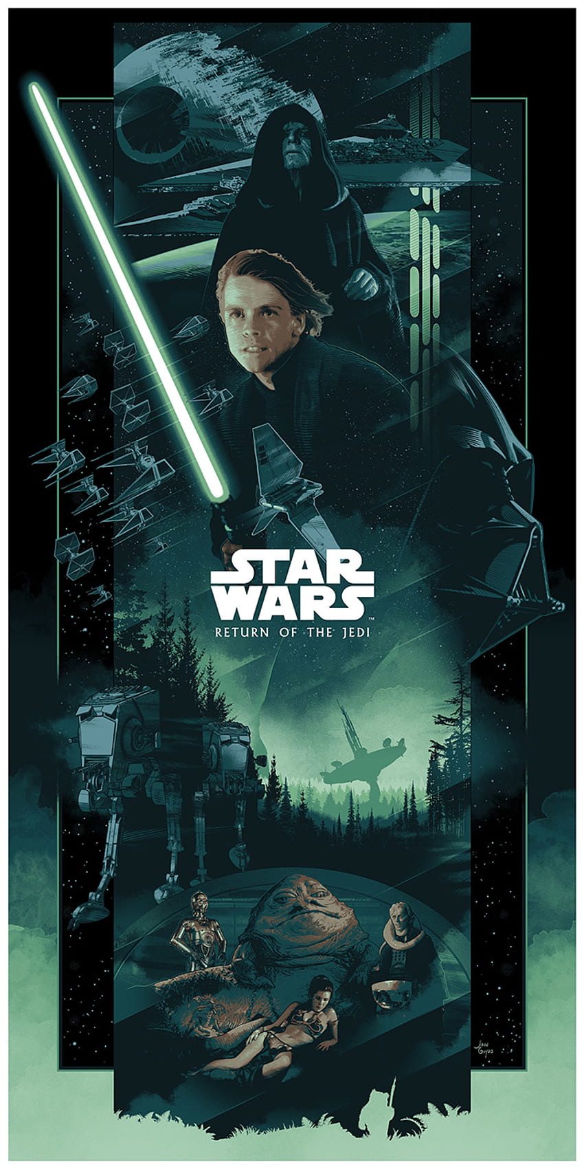 Gwiezdne wojny: część VI — Powrót Jedi autorstwa Johna Guydo — strona główna alternatywnego plakatu filmowego — AMP Tapeta na telefon HD
