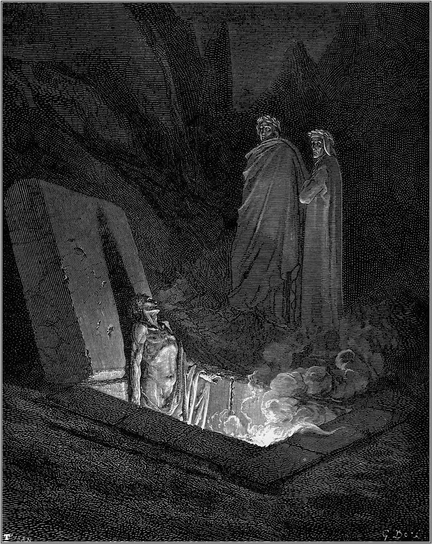 Ilustraciones dramáticas de Gustave Doré de la Divina Comedia de Dante fondo de pantalla del teléfono