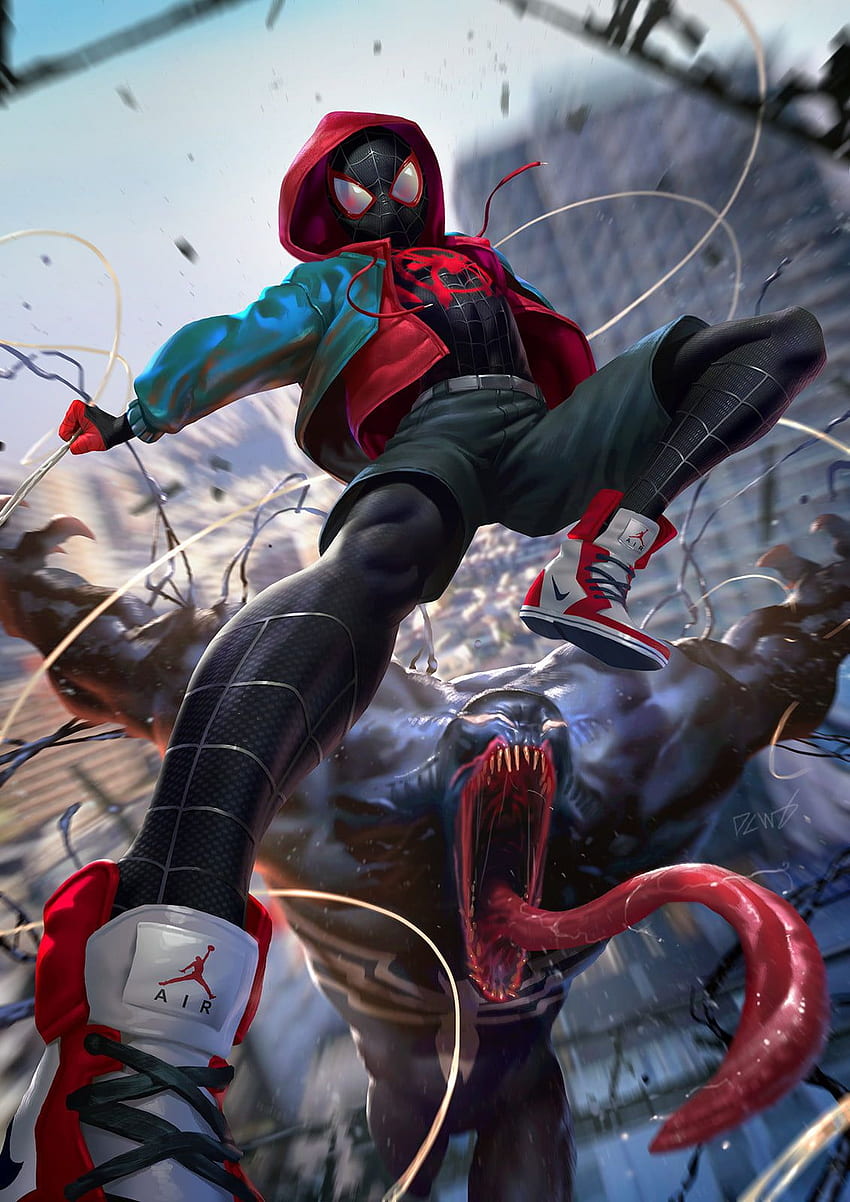 Venom Poster, Digital Art, Venom, Miles Morales, Spider Man HD phone wallpaper