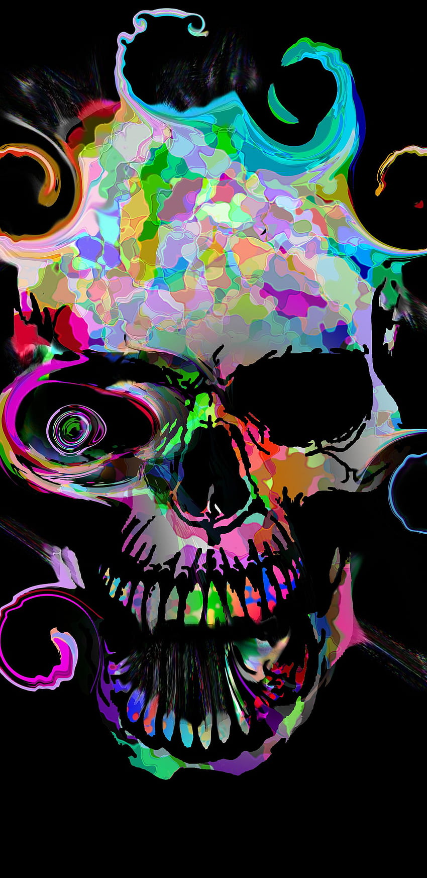 Artístico Colorful Skull Samsung Galaxy Note 9, 8, Cyber ​​Skull fondo de pantalla del teléfono