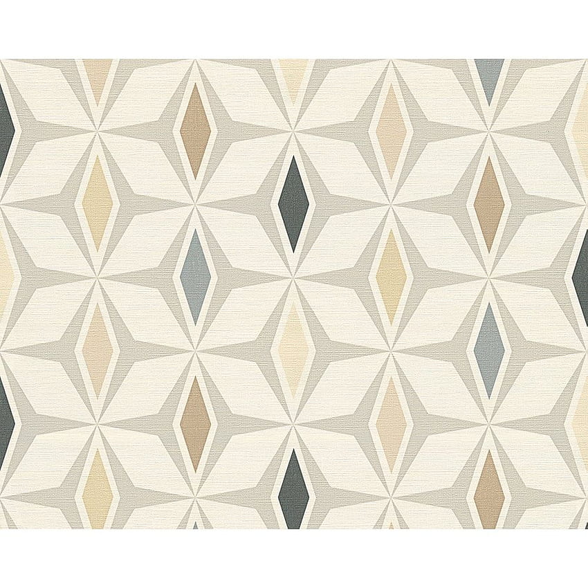 AS Creation Geometric Diamond Pattern Retro 60s Motif, Beige and White HD phone wallpaper