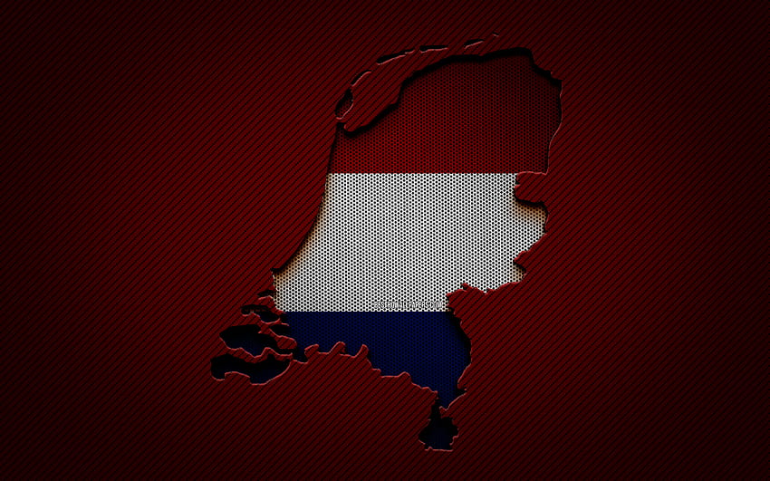 Netherlands map, , European countries, Dutch flag, red carbon background,  Netherlands map silhouette, Netherlands flag, Europe, Dutch map, Netherlands,  flag of Netherlands HD wallpaper | Pxfuel