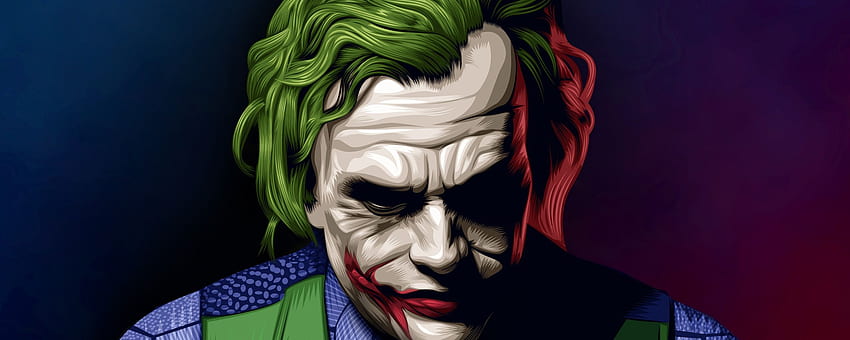 Joker Heath Ledger Illustration , Artist, Joker Dual Monitor HD wallpaper