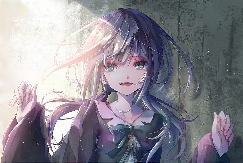 Anime Girl, Smiling, Bright, Cute , Fake Smile Anime HD wallpaper