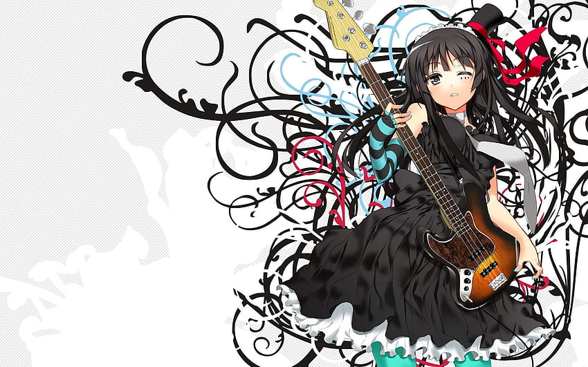 Anime, rock, gitara, dziewczyna, muzyk, sukienka Tapeta HD
