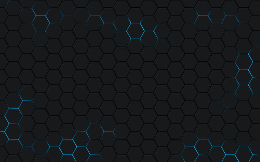 Синя черна шестоъгълна решетка. Заден план . HD тапет