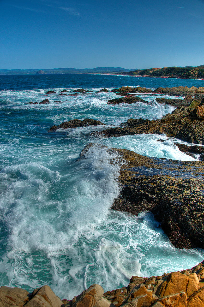 Nature, Sea, Waves, Rocks, Shore, Bank, Spray HD phone wallpaper