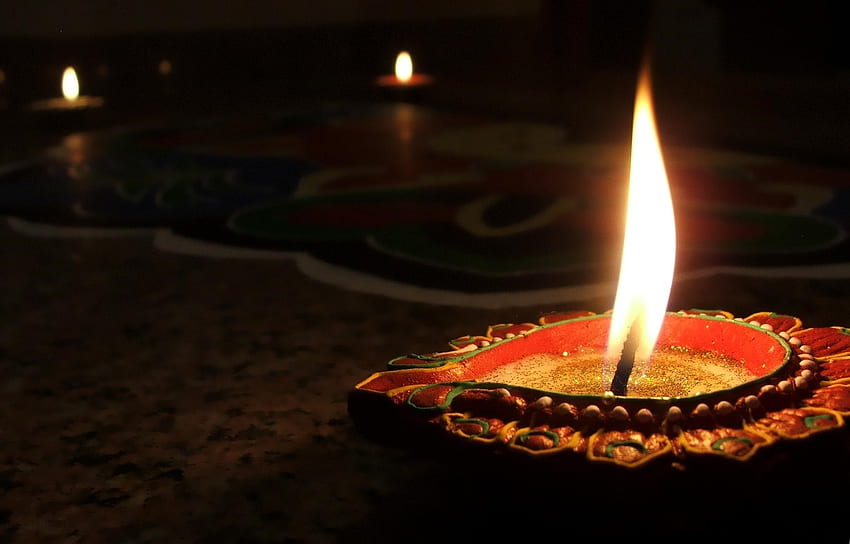 Красива лампа на индийския фестивал Deepavali HD тапет