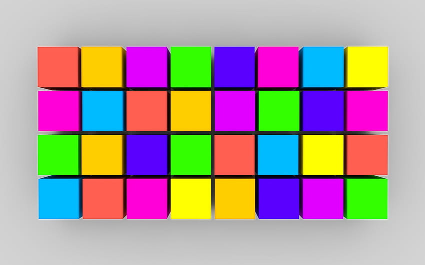 Multicolored, Motley, Surface, Form, Cubes HD wallpaper