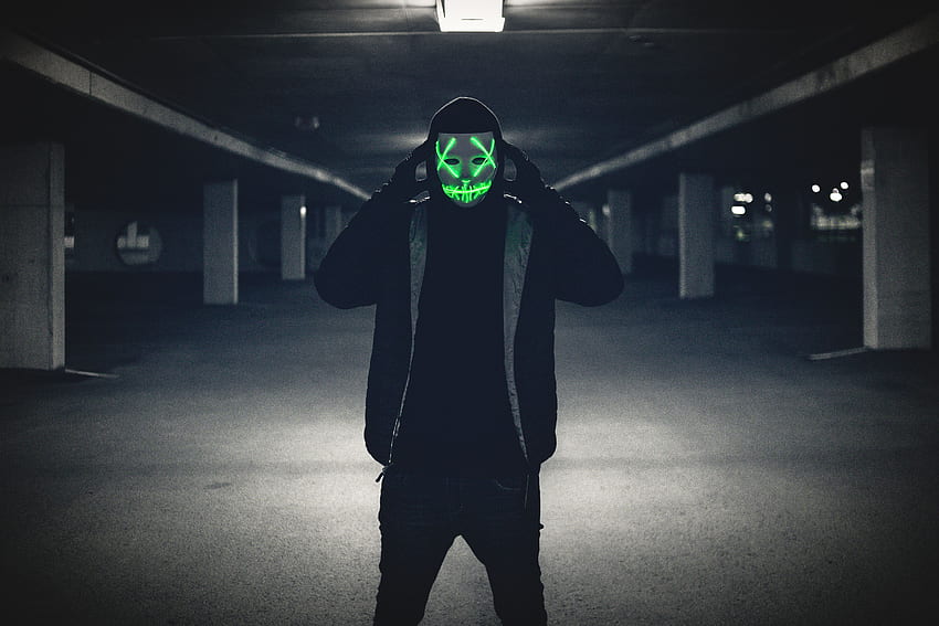 Dunkel, Glühen, Maske, Mensch, Person, anonym, Kapuze HD-Hintergrundbild