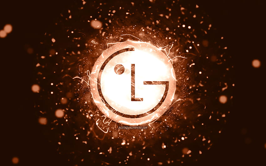 Logotipo marrón de LG, luces de neón marrones, creativo, abstracto marrón, logotipo de LG, marcas, LG fondo de pantalla