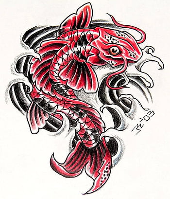 KoiFish tattoo design japanese style Stock Illustration  Adobe Stock