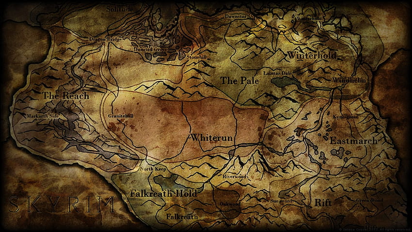 พื้นหลังแผนที่ Skyrim แผนที่ วอลล์เปเปอร์ HD
