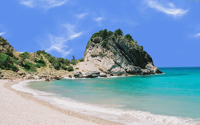 Plaża Europa Samos Pływanie Grecja Słońce Morze Grecki Słoneczny, Grecki Kraj Tapeta HD