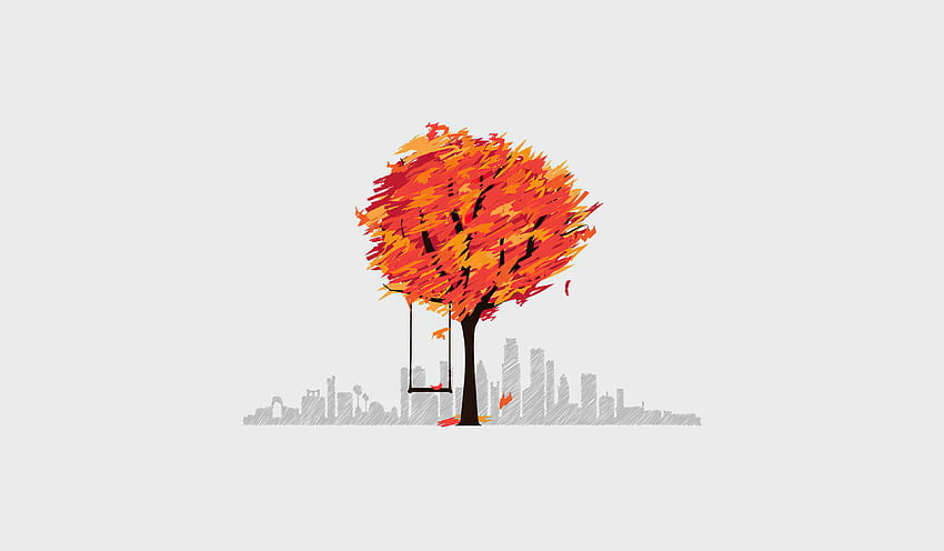 Autumn Tree Minimal Art Resolution , , Background, and HD wallpaper