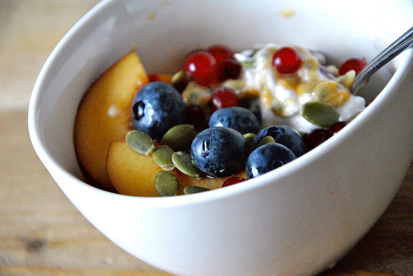Food, Bilberries, Berries, Peach, Porridge HD wallpaper