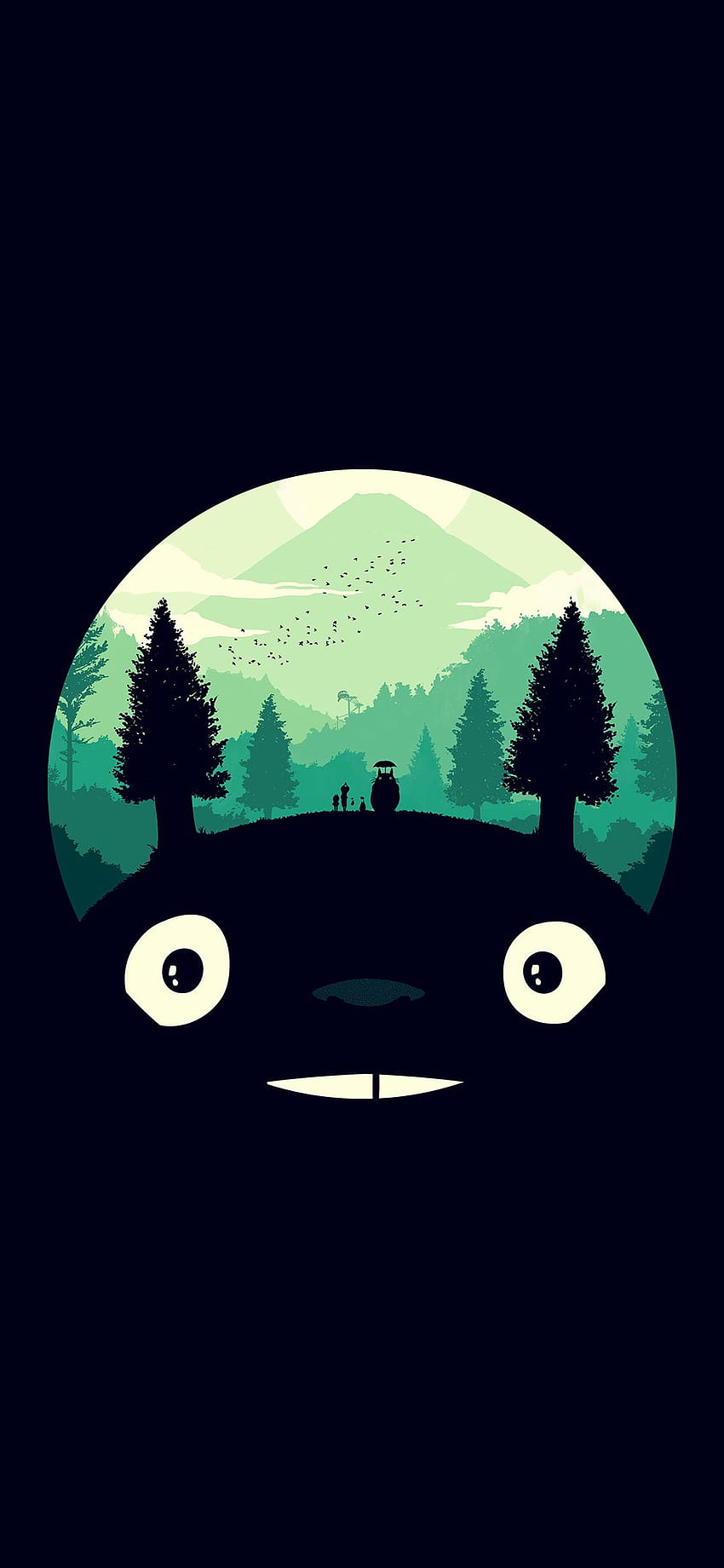 Totoro Art Illust Simple Cute Dark HD phone wallpaper