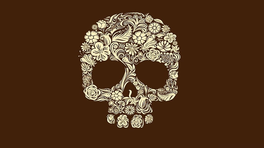 cráneo y flor. Cráneo, Arte del cráneo, Arte, Cráneo floral vintage fondo de pantalla