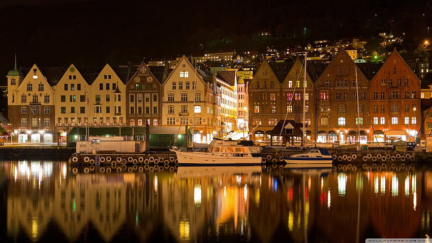 Bergen Norway Night Ultra Background for U TV : Tablet : Smartphone HD wallpaper