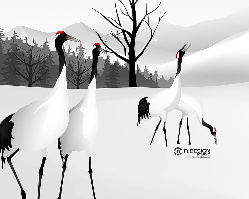 Scena invernale PC e Mac, gru giapponese Sfondo HD