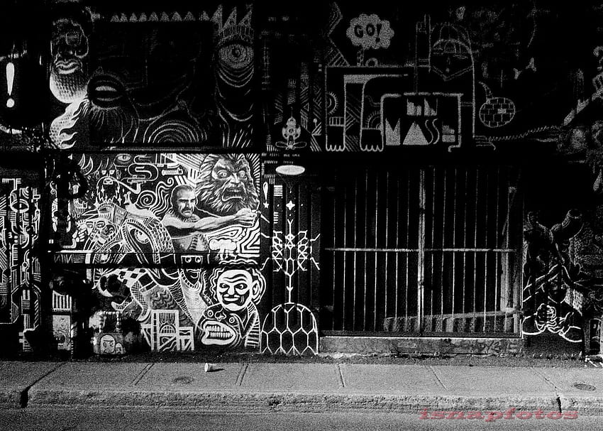 bianco e nero dei graffiti, graffiti scuri Sfondo HD