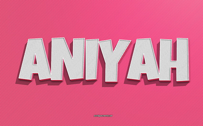 Aniyah, fond de lignes roses, avec noms, nom Aniyah, noms féminins, carte de voeux Aniyah, dessin au trait, avec nom Aniyah Fond d'écran HD