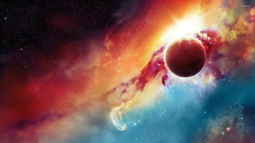 Colorful nebula behind the planet Â· Space Â· Nebula Â· Planet Â· ... HD wallpaper