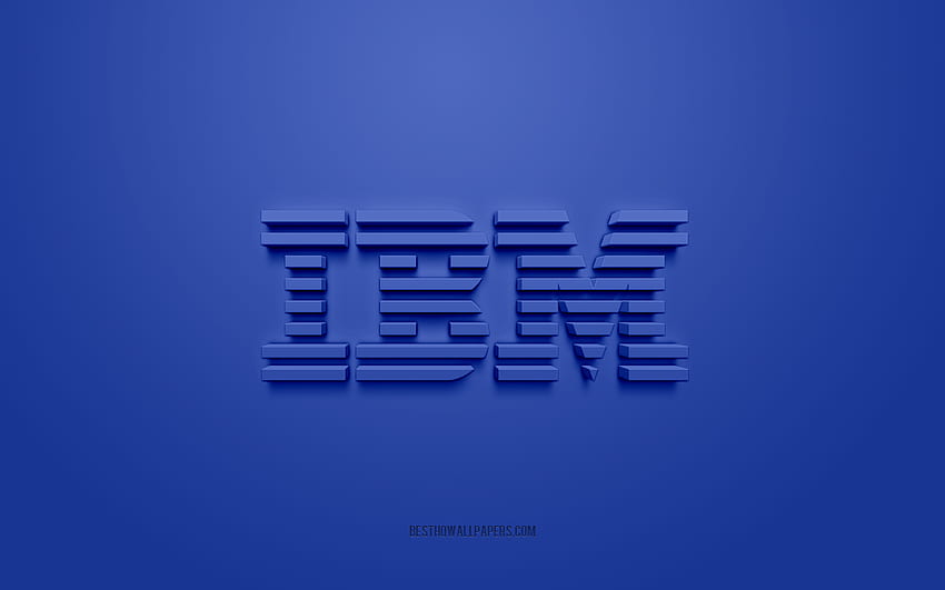 IBM 3d ロゴ、青色の背景、IBM エンブレム、IBM 青色のロゴ、IBM、ブランド、IBM ロゴ 高画質の壁紙