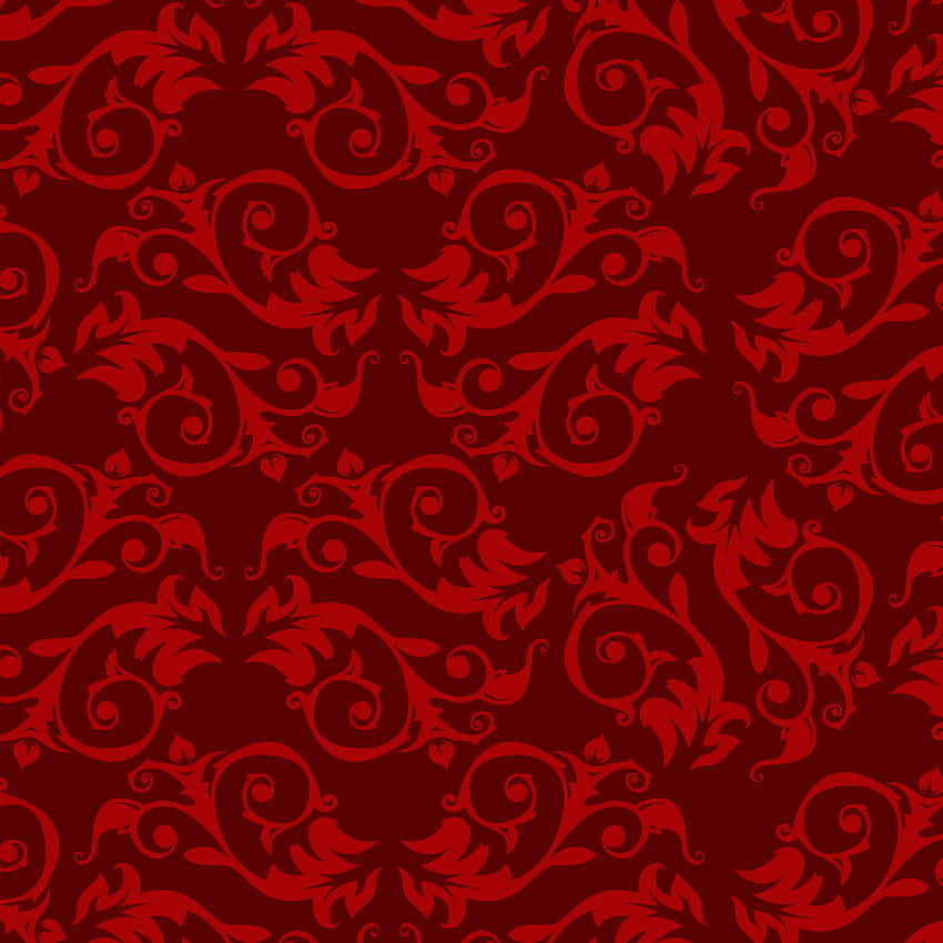 луксозен декоративен фон. Червен дамаски флорален модел. Кралски, богато украсен HD тапет за телефон