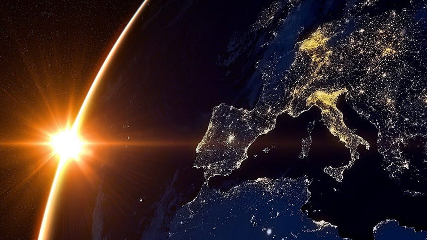 Matahari Dan Bumi Dari Luar Angkasa Eropa Malam Wallpaper HD