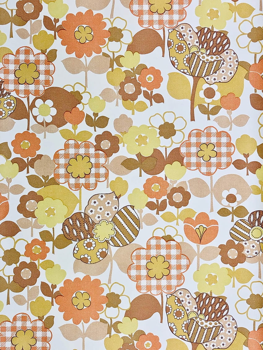 Vintage Orange Flowers, 60s Flower Power HD phone wallpaper