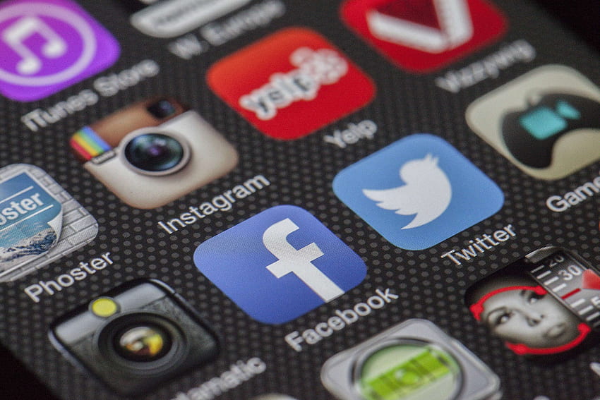 media społecznościowe, tło, aplikacje mediów społecznościowych Tapeta HD