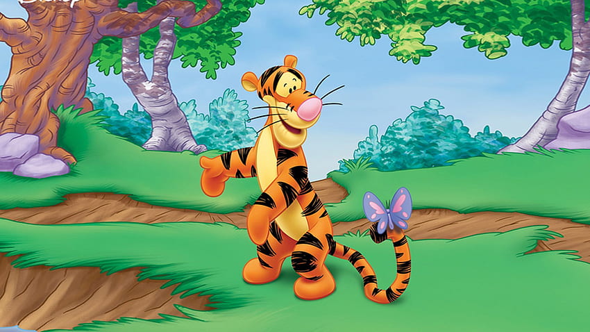 Tygrysek i motyl Kubuś Puchatek animowany Disney Tapeta HD