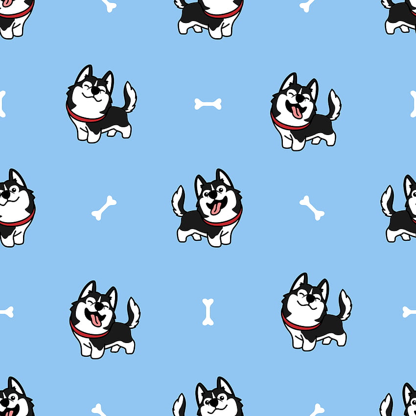 Cute siberian husky dog smiling cartoon seamless pattern 1181772 Vector Art at Vecteezy HD phone wallpaper