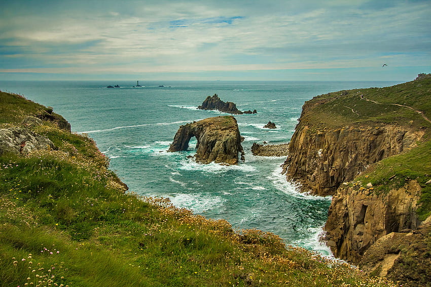 Natur, Meer, Riffe, England, Cornwall HD-Hintergrundbild