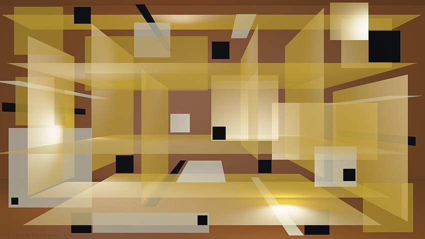digital art abstract cgi geometry square 3D black yellow brown background JPG 130 kB HD wallpaper