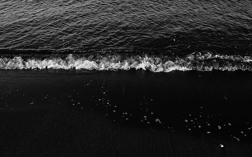 waves, bw, surf, foam, sand, dark, water, sea ultra 16:10 background, Dark Ocean Water HD wallpaper