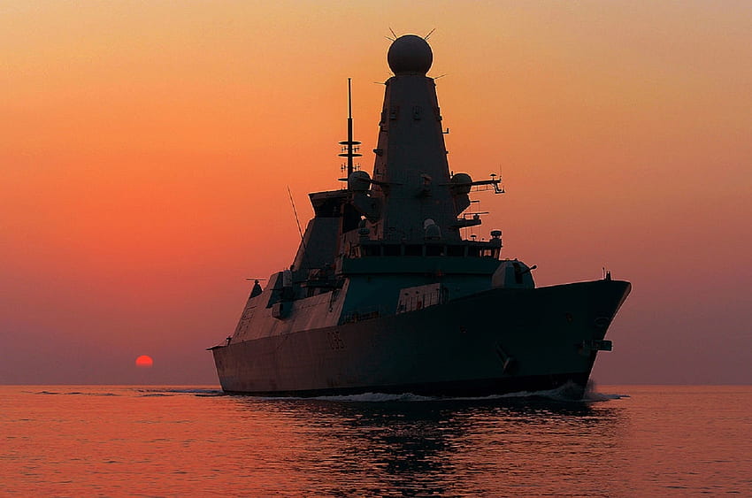 HMS_Dragon-at-Sunset TIPO 45 DDG WORLD OF WARSHIPS, WARSHIP, SUNSET, REINO UNIDO, TYP 45 DESTRUCTOR fondo de pantalla