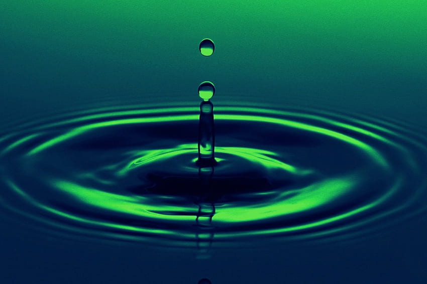 緑の水滴、色、クール、水、緑 高画質の壁紙