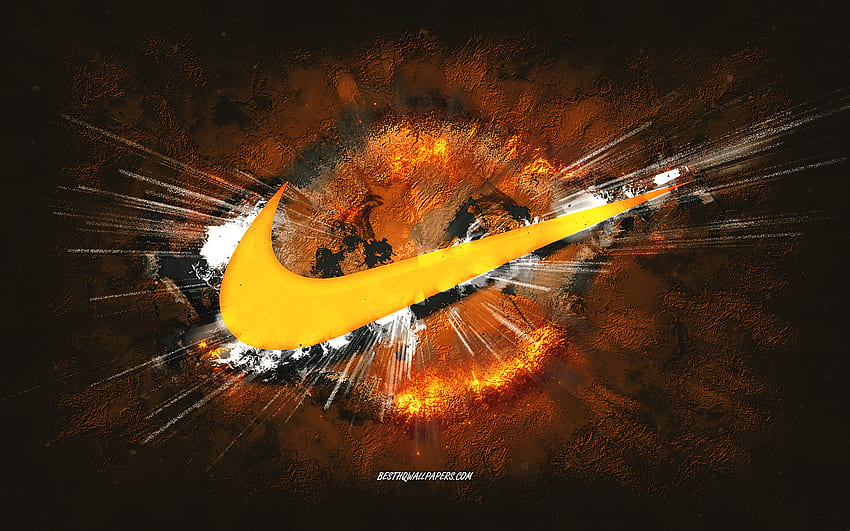 Nike logo, grunge art, stone background, Nike orange logo, Nike, creative Nike grunge logo HD wallpaper | Pxfuel