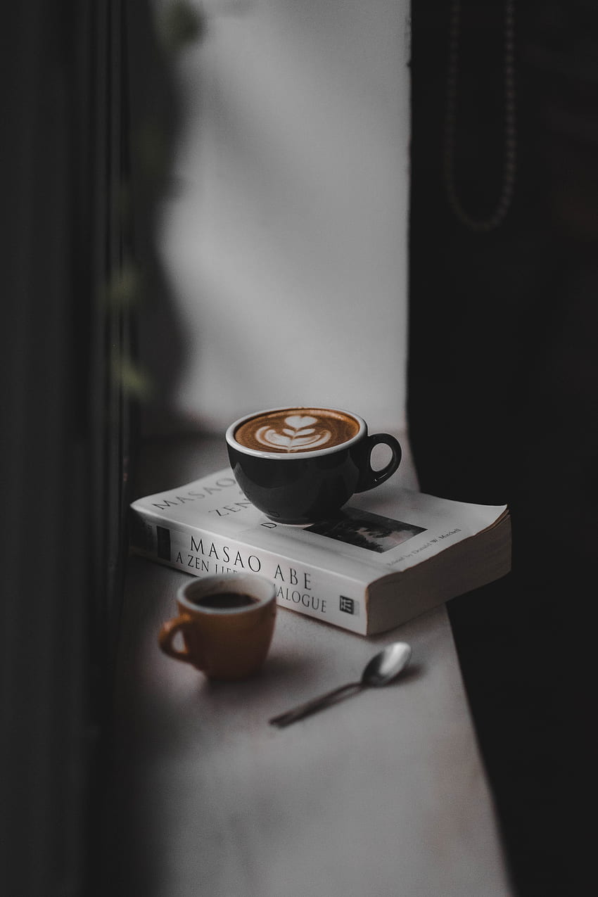 Cibo, caffè, libro, davanzale, davanzale, intimità, comfort, lettura Sfondo del telefono HD